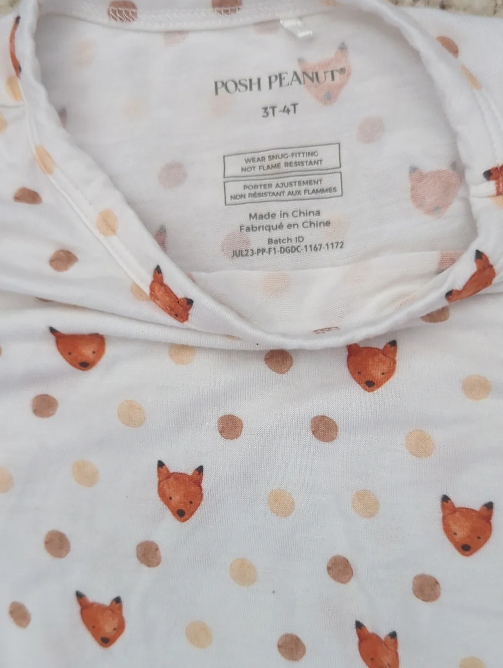 Posh Peanut  2Pc Pajama Set Fox And Polka Dot Lionel Pattern Size 3T-4T